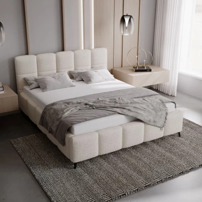 Čalouněná postel 200x200 ARMINDA 2 s úložným prostorem - krémově bílá