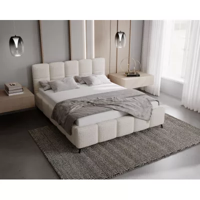 Čalouněná postel 200x200 ARMINDA 2 s úložným prostorem - krémově bílá
