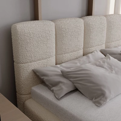 Čalouněná postel 200x200 ARMINDA 2 s úložným prostorem - krémově bílá