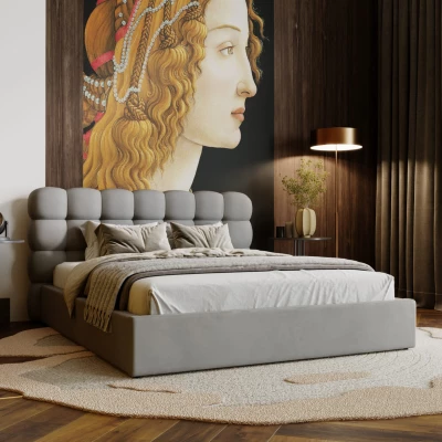Pohodlná čalouněná postel 180x200 VANIA 2 s úložným prostorem - světle šedá
