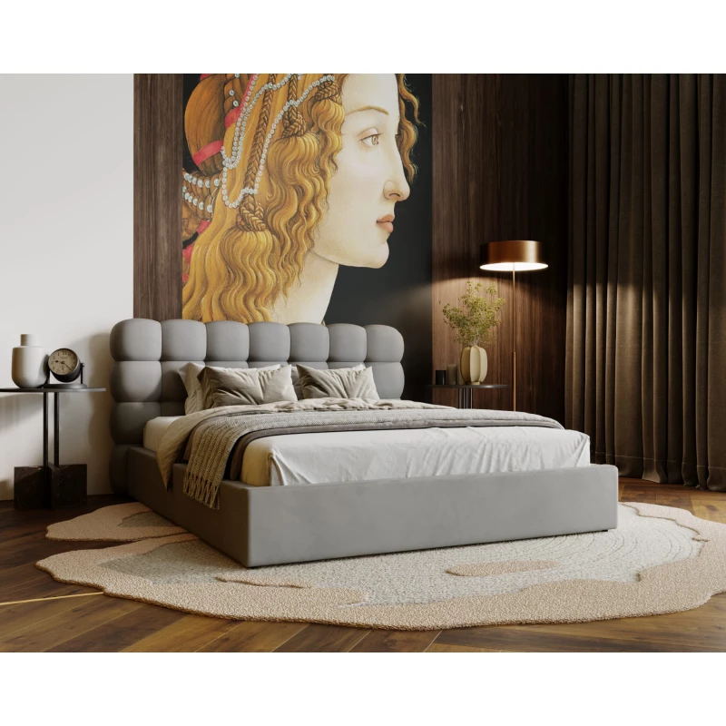 Pohodlná čalouněná postel 180x200 VANIA 2 s úložným prostorem - světle šedá