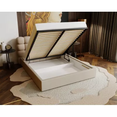 Pohodlná čalouněná postel 120x200 VANIA 2 s úložným prostorem - vanilková