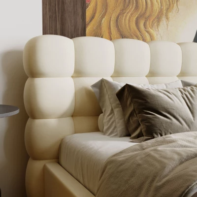 Pohodlná čalouněná postel 140x200 VANIA 2 s úložným prostorem - vanilková