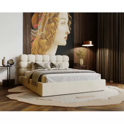 Pohodlná čalouněná postel 160x200 VANIA 2 s úložným prostorem - vanilková