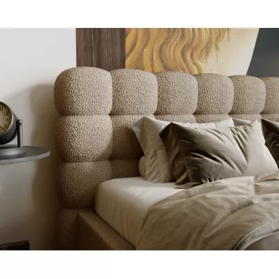 Pohodlná čalouněná postel 200x200 VANIA 2 s úložným prostorem - béžová