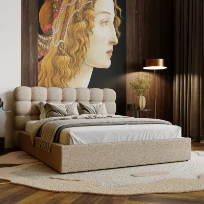 Pohodlná čalouněná postel 180x200 VANIA - béžová