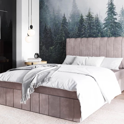 Čalouněná postel 180x200 HAKIMA s úložným prostorem - světle béžová