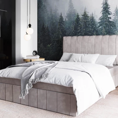 Čalouněná postel 140x200 HAKIMA s úložným prostorem - šedá