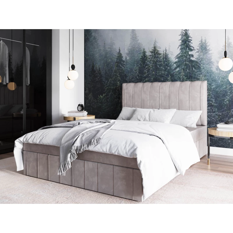 Čalouněná postel 140x200 HAKIMA s úložným prostorem - šedá