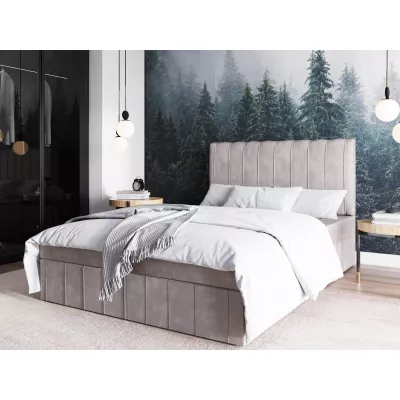 Čalouněná postel 140x200 HAKIMA s úložným prostorem - šedá