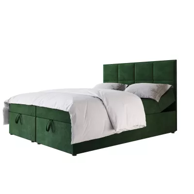 Čalouněná boxspringová postel 200x200 RAHIFA - lahvově zelená