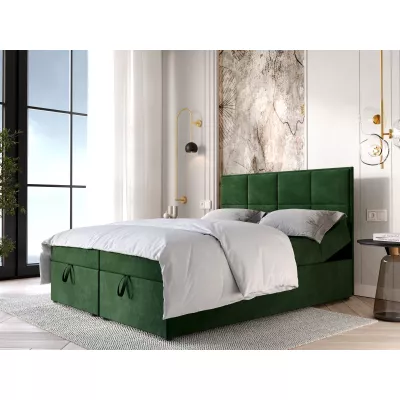 Čalouněná boxspringová postel 200x200 RAHIFA - lahvově zelená