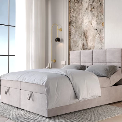 Čalouněná boxspringová postel 160x200 RAHIFA - světle šedá