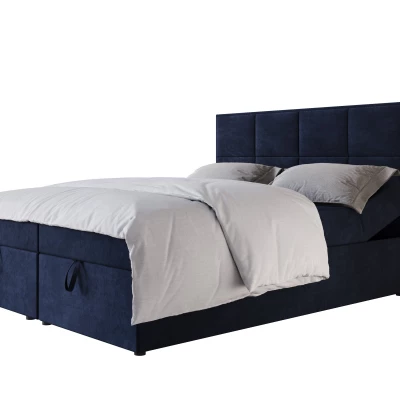 Čalouněná boxspringová postel 160x200 RAHIFA - tmavě modrá