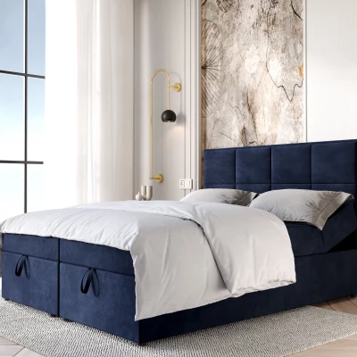 Čalouněná boxspringová postel 160x200 RAHIFA - tmavě modrá