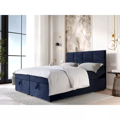 Čalouněná boxspringová postel 160x200 RAHIFA - tmavě modrá