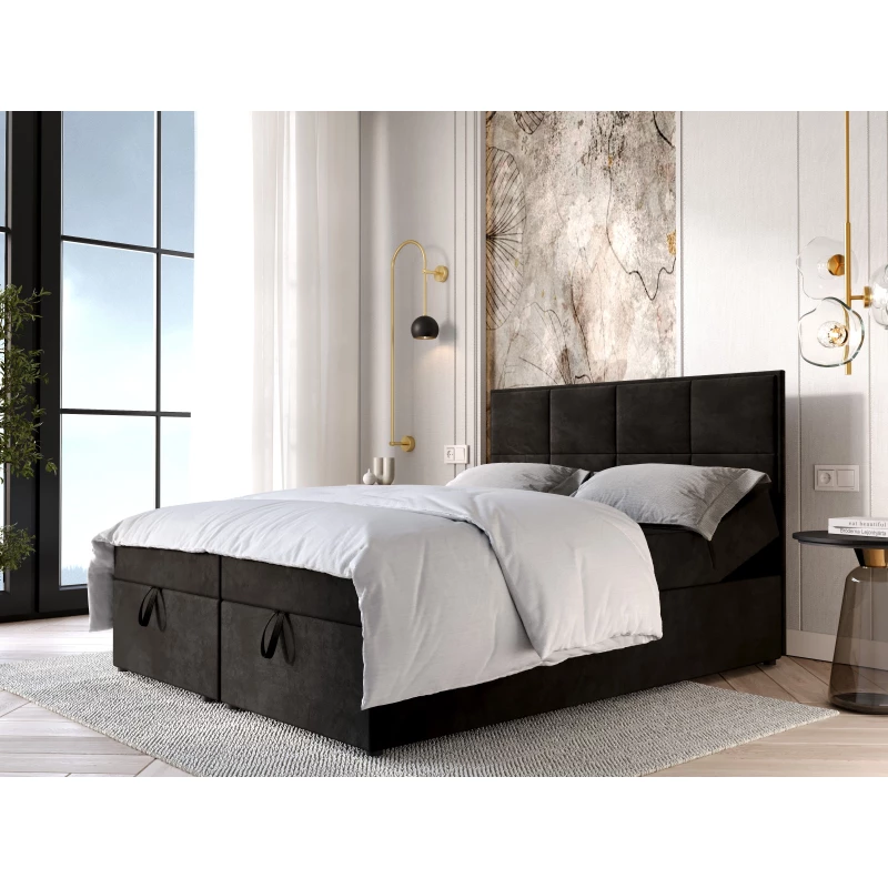 Čalouněná boxspringová postel 140x200 RAHIFA - černá