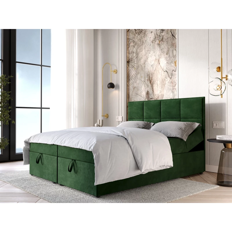 Čalouněná boxspringová postel 120x200 RAHIFA - lahvově zelená