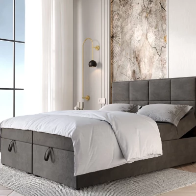 Čalouněná boxspringová postel 90x200 RAHIFA - šedá