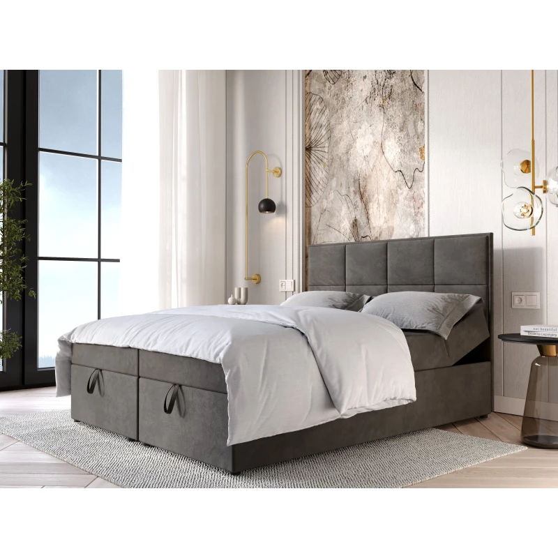 Čalouněná boxspringová postel 90x200 RAHIFA - šedá