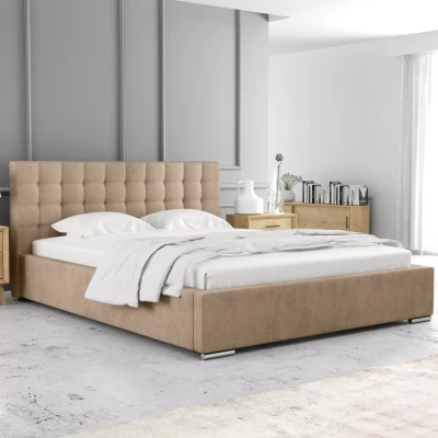 Manželská postel 180x200 LAURINDA 2 s úložným prostorem - béžová