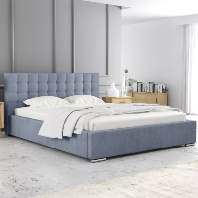 Manželská postel 160x200 LAURINDA 2 s úložným prostorem - modrá