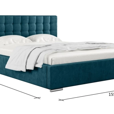 Manželská postel 140x200 LAURINDA 2 s úložným prostorem - petrolejová