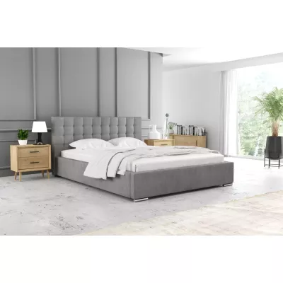 Manželská postel 140x200 LAURINDA 2 s úložným prostorem - světle šedá