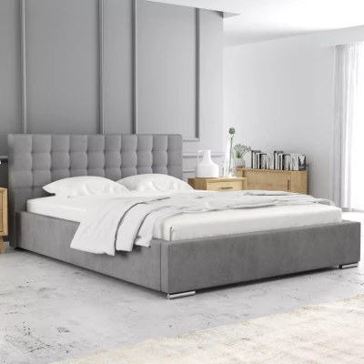 Manželská postel 180x200 LAURINDA 2 s úložným prostorem - světle šedá