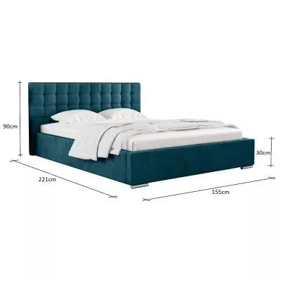 Manželská postel 140x200 LAURINDA - modrá