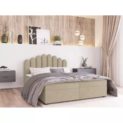 Boxspringová manželská postel 200x200 SALIMA - světle béžová