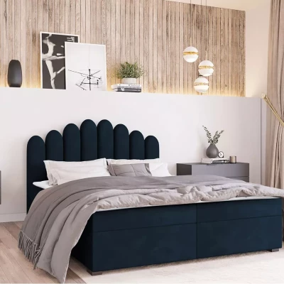 Boxspringová manželská postel 200x200 SALIMA - tmavě modrá