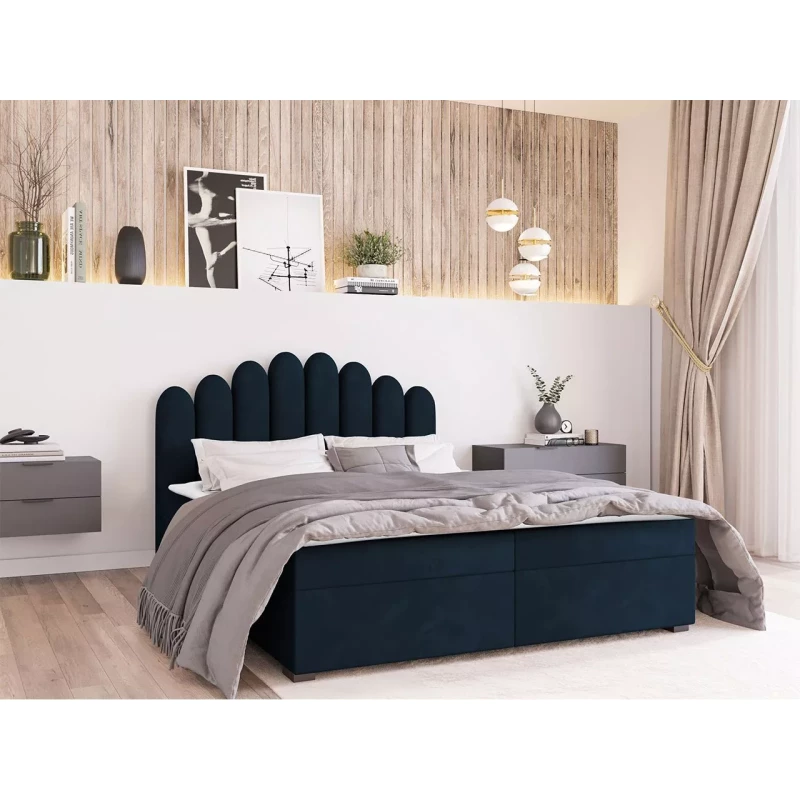 Boxspringová manželská postel 200x200 SALIMA - tmavě modrá