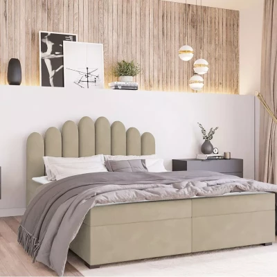 Jednolůžková boxspringová postel 120x200 SALIMA - světle béžová