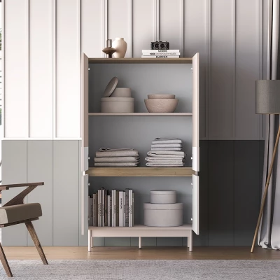 Vysoká komoda THEA - kašmír / dub