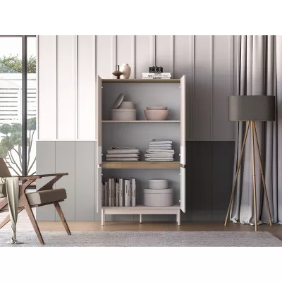 Vysoká komoda THEA - kašmír / dub