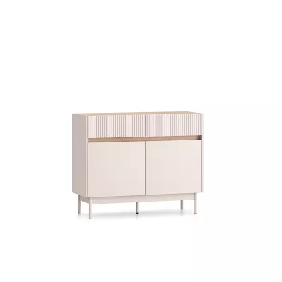 Úzká kombinovaná komoda THEA - kašmír / dub