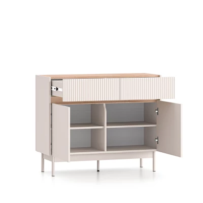 Úzká kombinovaná komoda THEA - kašmír / dub