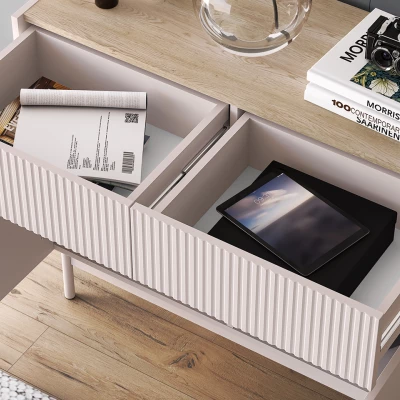 Úzká kombinovaná komoda THEA - kašmír / dub