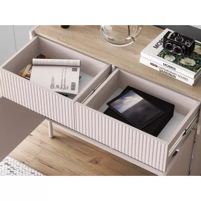 Úzká kombinovaná komoda THEA - kašmír / dub