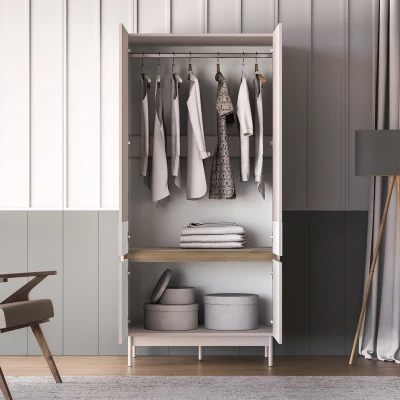 Šatní skříň 92 THEA - kašmír / dub