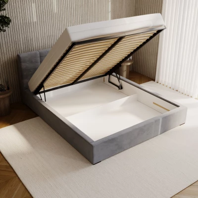 Čalouněná postel 140x200 NEUSA 2 s úložným prostorem - krémová