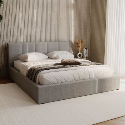 Čalouněná postel 120x200 NEUSA 2 s úložným prostorem - šedá