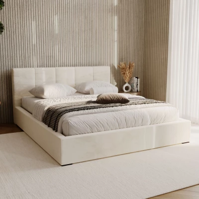 Čalouněná postel 200x200 NEUSA - krémová