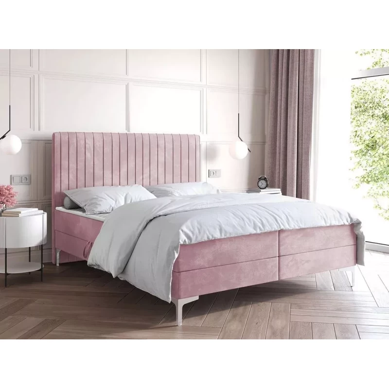 Kontinentální postel 200x200 HACINA s úložným prostorem - pastelová růžová