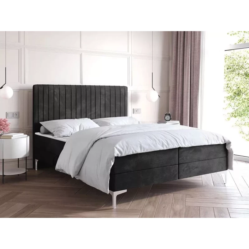 Kontinentální postel 200x200 HACINA s úložným prostorem - černá