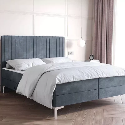 Kontinentální postel 200x200 HACINA s úložným prostorem - modrošedá