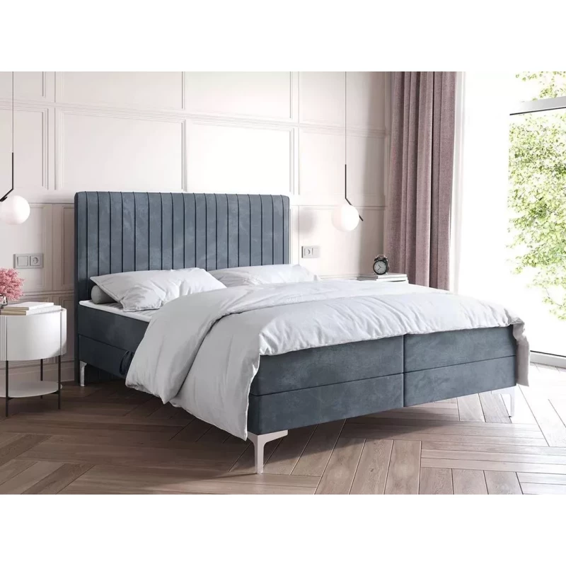 Kontinentální postel 200x200 HACINA s úložným prostorem - modrošedá