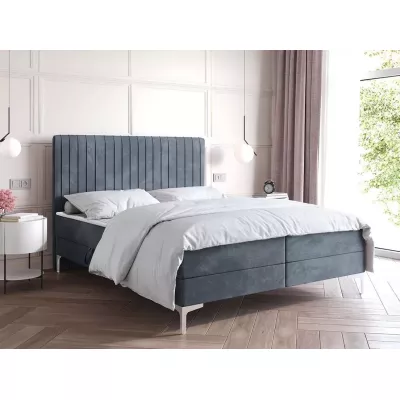 Kontinentální postel 200x200 HACINA s úložným prostorem - modrošedá