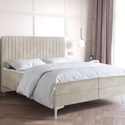 Kontinentální postel 180x200 HACINA s úložným prostorem - světle béžová